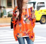 Load image into Gallery viewer, Womens Loose Fit Tropical Print Chiffon Tunic Top
