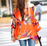 Load image into Gallery viewer, Womens Loose Fit Tropical Print Chiffon Tunic Top
