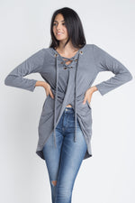 Load image into Gallery viewer, Women&#39;s Lace Up Wrap Long Sleeve Top
